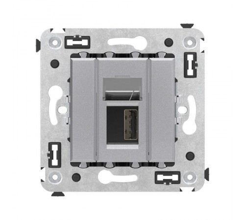 USB 2.0 розетка одинарная в стену, тип А-А, "Avanti", "Закаленная сталь"  4404403  DKC