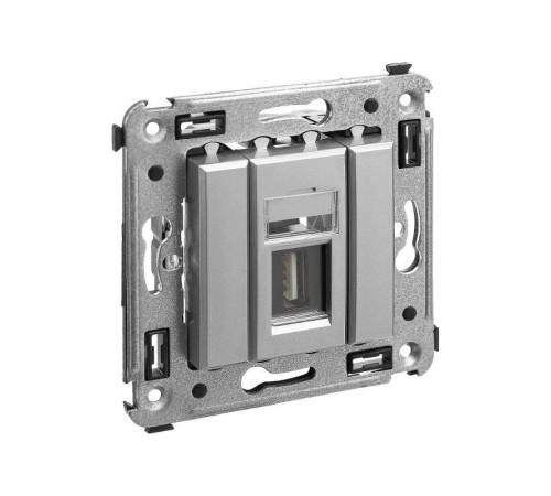 USB 2.0 розетка одинарная в стену, тип А-А, "Avanti", "Закаленная сталь"  4404403  DKC