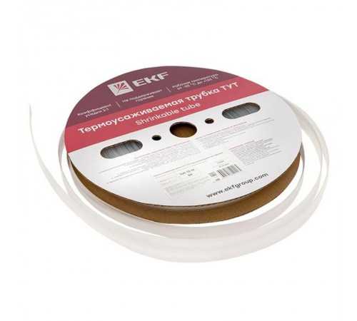 Термоусаживаемая трубка ТУТ 12/6 прозрачная рулон PROxima  tut-12-tr  EKF