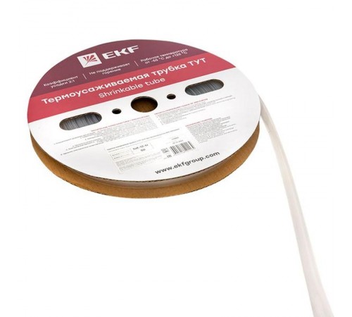 Термоусаживаемая трубка ТУТ 12/6 прозрачная рулон PROxima  tut-12-tr  EKF
