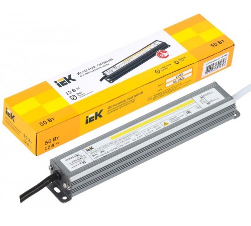 Драйвер для светодиодных лент LED ИПСН-PRO 50Вт 12В IP67 блок-шнуры  LSP1-050-12-67-33-PRO  IEK
