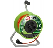 Удлинитель силовой  RP-4e-3x1.5-30m на пластиковой катушке c заземлением 4 розетки 30м ПВС 3х1,5мм2   Б0056102  ЭРА