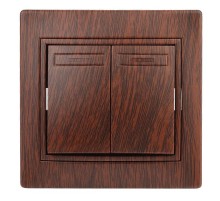 1-104-10 Intro Выключатель двойной, 10А-250В, IP20, СУ, Plano, венге  Б0030044  Intro