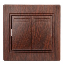 1-104-10 Intro Выключатель двойной, 10А-250В, IP20, СУ, Plano, венге  Б0030044  Intro