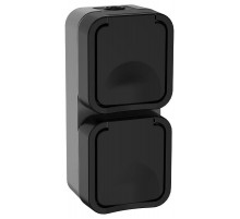 TORS Розетка 2-ая с з/к кр. верт. 16А IP55 TS132 графит  TS-R26-16-55-V-K53  IEK