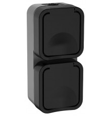 TORS Розетка 2-ая с з/к кр. верт. 16А IP55 TS132 графит  TS-R26-16-55-V-K53  IEK