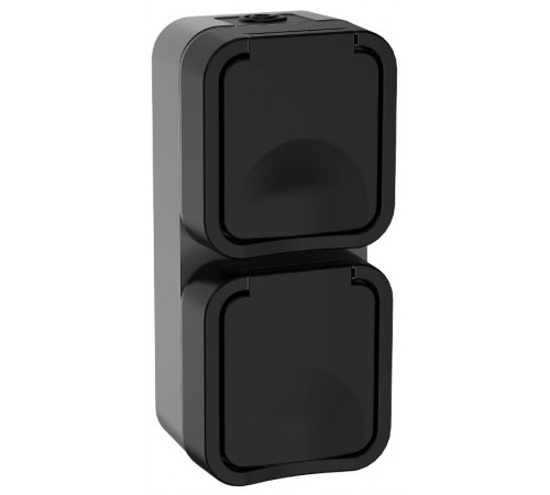 TORS Розетка 2-ая с з/к кр. верт. 16А IP55 TS132 графит  TS-R26-16-55-V-K53  IEK