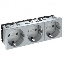 Розетка тройная 0° с з/к, 250 В, 16A (серебристый) (STD-D0 AL3)  6120052  OBO Bettermann