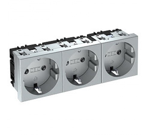 Розетка тройная 0° с з/к, 250 В, 16A (серебристый) (STD-D0 AL3)  6120052  OBO Bettermann