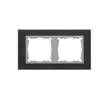 Simon 82 Рамка декоративная, 2 поста, S82 Nature, Металл, чёрная сталь-алюминий  82927-38  Simon