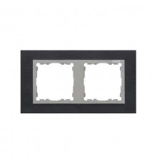 Simon 82 Рамка декоративная, 2 поста, S82 Nature, Металл, чёрная сталь-алюминий  82927-38  Simon