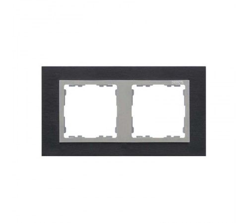 Simon 82 Рамка декоративная, 2 поста, S82 Nature, Металл, чёрная сталь-алюминий  82927-38  Simon