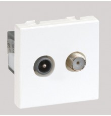 Simon Connect Розетка TV-SAT (ТВ-Спутник), К45, винт.зажим (TV -"папа",SAT-"мама") белый  K130A-9  Simon