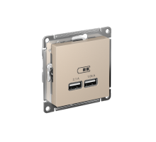 AtlasDesign Песочный USB Розетка A+A, 5В/2,1 А, 2х5В/1,05 А, механизм  ATN001233  SE