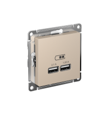 AtlasDesign Песочный USB Розетка A+A, 5В/2,1 А, 2х5В/1,05 А, механизм  ATN001233  SE