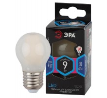 Лампа светодиодная F-LEDP45-9w-840-E27 frost (филамент, шар мат, 9Вт, нейтр, E27)  Б0047030  ЭРА
