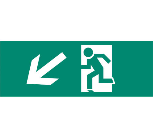 Наклейка для аварийного светильника S3 для ДСА-503 328*119 "Направление к эвак.выходу вниз налево" (штрифт нестандарт)  .5035157  ФАZA