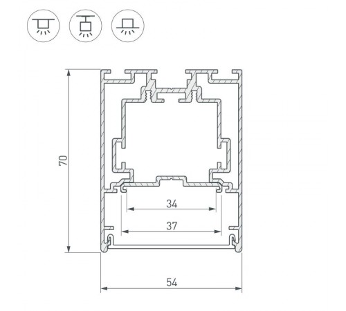 Профиль S2-LINE-5470-2500 SEAMLESS ANOD (arlight, Алюминий)  029440  Arlight