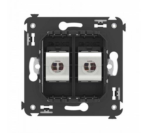 Компьютерная розетка RJ-45 без шторки в стену, кат.6 двойная экранированная, "Avanti", "Черный матовый"  4412794  DKC