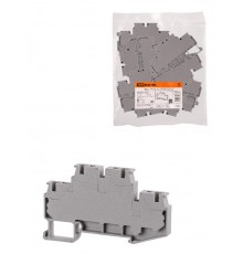 Зажим клеммный безвинтовой ЗКБ быстрого зажима двухуровневый 4 мм2 32А серый (Ph-C PTTB 4)  SQ0822-0167  TDM