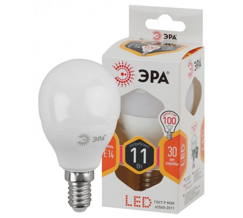 Лампа светодиодная LED P45-11W-827-E14  Б0032986  ЭРА
