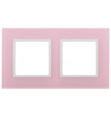 14-5102-30 Рамка на 2 поста, стекло, Эра Elegance, розовый+бел  Б0034502  ЭРА