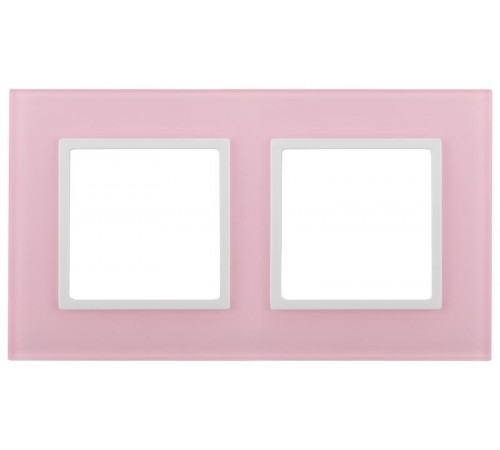 14-5102-30 Рамка на 2 поста, стекло, Эра Elegance, розовый+бел  Б0034502  ЭРА