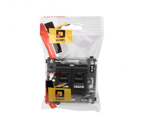 Компьютерная розетка RJ-45 в стену, кат.6А двойная, "Avanti", "Черный матовый"  4412374  DKC