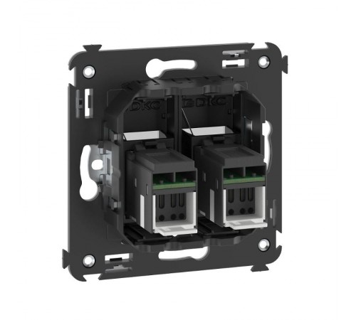 Компьютерная розетка RJ-45 в стену, кат.6А двойная, "Avanti", "Черный матовый"  4412374  DKC