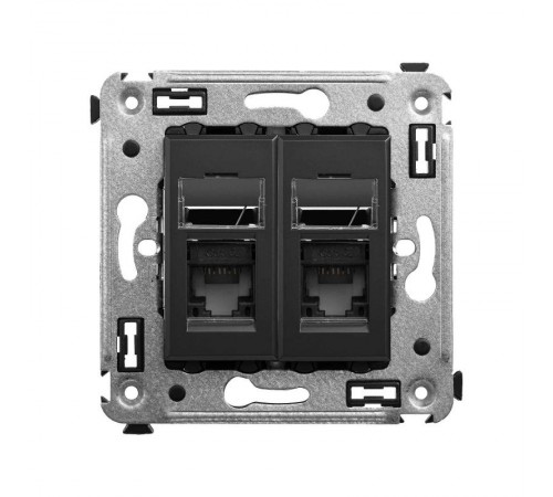 Компьютерная розетка RJ-45 в стену, кат.6А двойная, "Avanti", "Черный матовый"  4412374  DKC