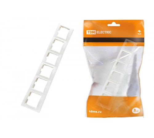 Рамка 6 постовая горизонтальная белая "Таймыр"  SQ1814-0035  TDM