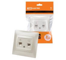 Розетка телефонная RJ11 + компьютерная RJ45 перламутр "Лама"  SQ1815-0819  TDM