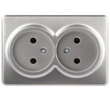 Розетка Эксперт 11-2202-03 2х2P IP20 16A-250В ОУ Алюминий  Б0063016  ЭРА