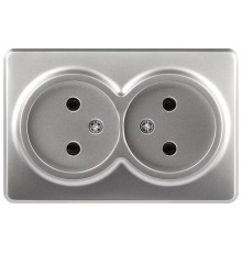 Розетка Эксперт 11-2202-03 2х2P IP20 16A-250В ОУ Алюминий  Б0063016  ЭРА