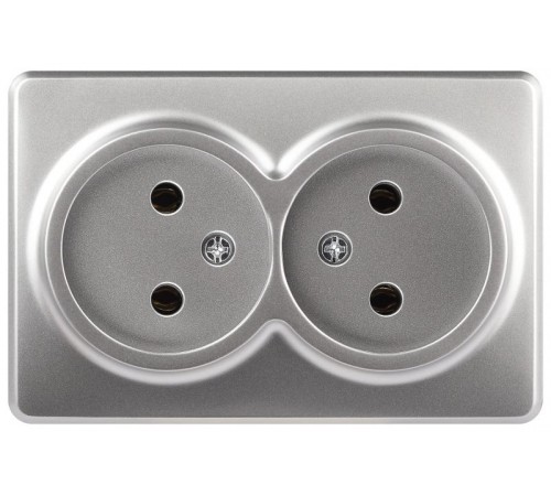 Розетка Эксперт 11-2202-03 2х2P IP20 16A-250В ОУ Алюминий  Б0063016  ЭРА