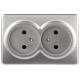 Розетка Эксперт 11-2202-03 2х2P IP20 16A-250В ОУ Алюминий  Б0063016  ЭРА