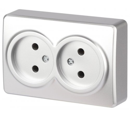Розетка Эксперт 11-2202-03 2х2P IP20 16A-250В ОУ Алюминий  Б0063016  ЭРА