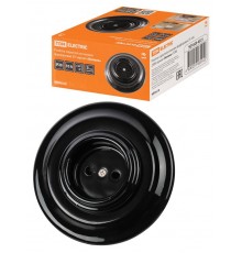 Розетка скрытой установки фарфоровая 2П 10А 250В черная "Болонь"  SQ1820-0221  TDM