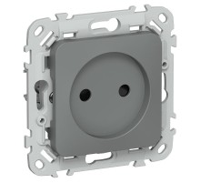 FLITE Розетка без заземления со шторками быстрозажимные клеммы 10А РСш01-1-ФлМА мокрый асфальт  FI-R13-10-1-K80  IEK