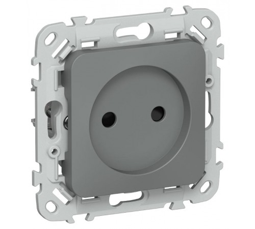 FLITE Розетка без заземления со шторками быстрозажимные клеммы 10А РСш01-1-ФлМА мокрый асфальт  FI-R13-10-1-K80  IEK