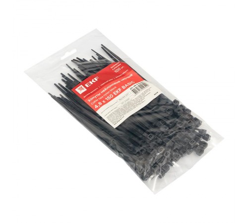 Хомут нейлоновый ЧЕРНЫЙ 4,8х150 (уп./100шт) EKF Simple  plc-cb-4.8x150  EKF