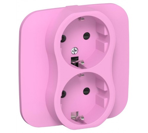 FLITE Розетка 2-ая с заземлением со шторками быстрозажимные клеммы 16А РСш12-1-А-ФлПр пурпурный  FI-R24A-16-1-K99  IEK