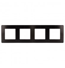 Рамка для розеток и выключателей серия 12 12-5104-06 на 4 поста, сатин, чёрный  Б0052534  ЭРА