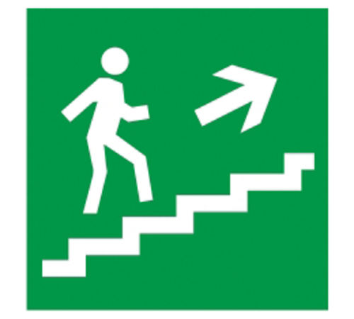 Пиктограмма (наклейка) . 150х150мм "Напр.к эвак.вых.по лест.нал.вниз"  YPC30-150NEV-LNALVN  IEK