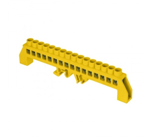 Шина "0" РЕ (8х12мм) 16 отверстий латунь желтый нейлоновый корпус комбинированный EKF PROximasn0-125-16-dpeEKF