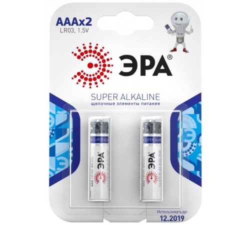 Батарейка щелочная (алкалиновая)  LR03-2BL (60/480/19200) (AAA)   C0038453  ЭРА