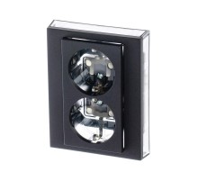 ABB Levit Антрацит / дымчатый чёрный Розетка 2-ая с з/к со шторками 16А  5522H-C03457 63W  2CHH223457C6063  ABB