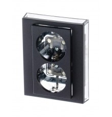 ABB Levit Антрацит / дымчатый чёрный Розетка 2-ая с з/к со шторками 16А  5522H-C03457 63W  2CHH223457C6063  ABB