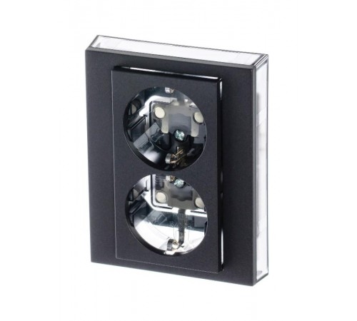 ABB Levit Антрацит / дымчатый чёрный Розетка 2-ая с з/к со шторками 16А  5522H-C03457 63W  2CHH223457C6063  ABB