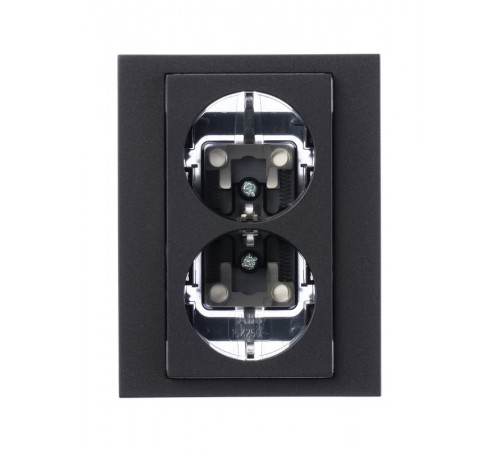 ABB Levit Антрацит / дымчатый чёрный Розетка 2-ая с з/к со шторками 16А  5522H-C03457 63W  2CHH223457C6063  ABB